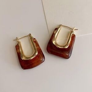 Obeth Gold + Brown Hoop Earrings